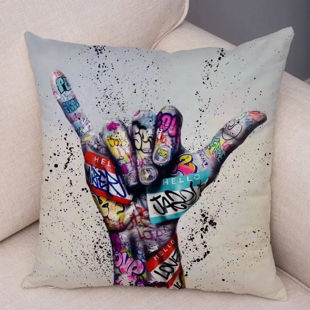 Home Decor Abstract Street Art Animal Cushion Cover Graffiti Gamepad Sofa
