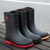 Men's Korean Style Waterproof Mid-Calf Rubber Rain Boots - Non-Slip, Slip-On Casual Fashion Shoes
