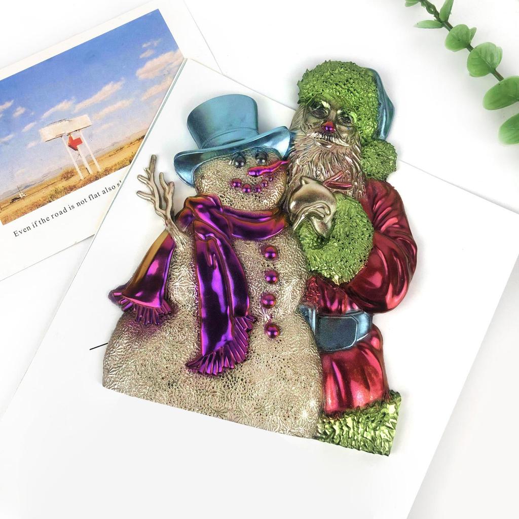 Semi-stereoscopic Santa Claus Wall Ornaments Drop Glue Mold Diy Wall Pendant Desktop Decoration Epoxy Silicone Mold