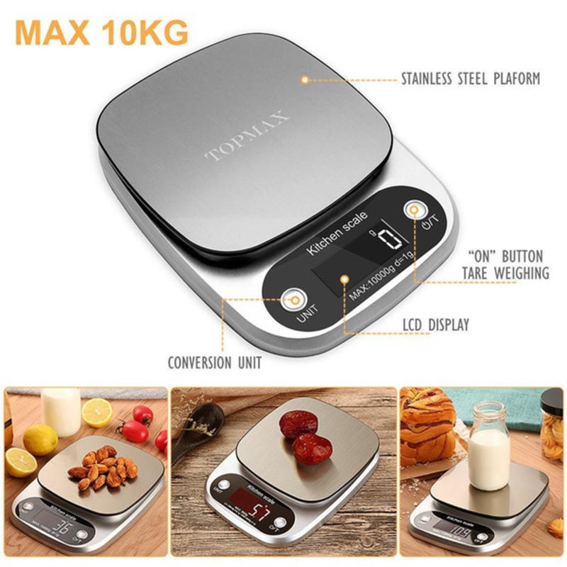2021 NEW Portable Precise 10kg LCD Kitchen Scales Stainless Steel Electronic Kitchen Electronic Scale Gram Electronic Scale for Kitchen and Cooking In