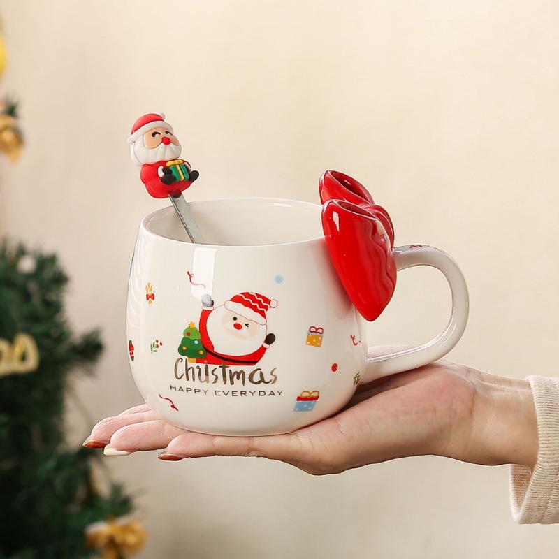 Christmas & Halloween Cute Bow Ceramic Mug - Creative Coffee Cup & Souvenir Gift 401ml