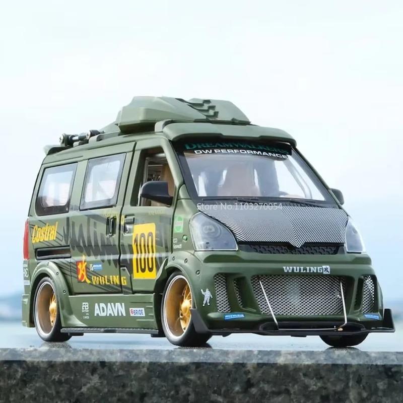 1/24 slitinová hračka modelu auta Wuling Hongguang Simulace dodávky kovu tlakové lití zvuku a světla Model auta pro chlapce Dárková kolekce ozdoby