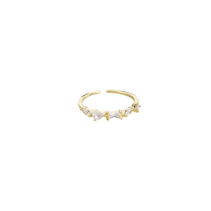 Cold Wind And Water Drop Zircon Ring Women'S Fashion Gold-Plated High-End Sense Can Be Stacked Open Ring Girlfriend Style