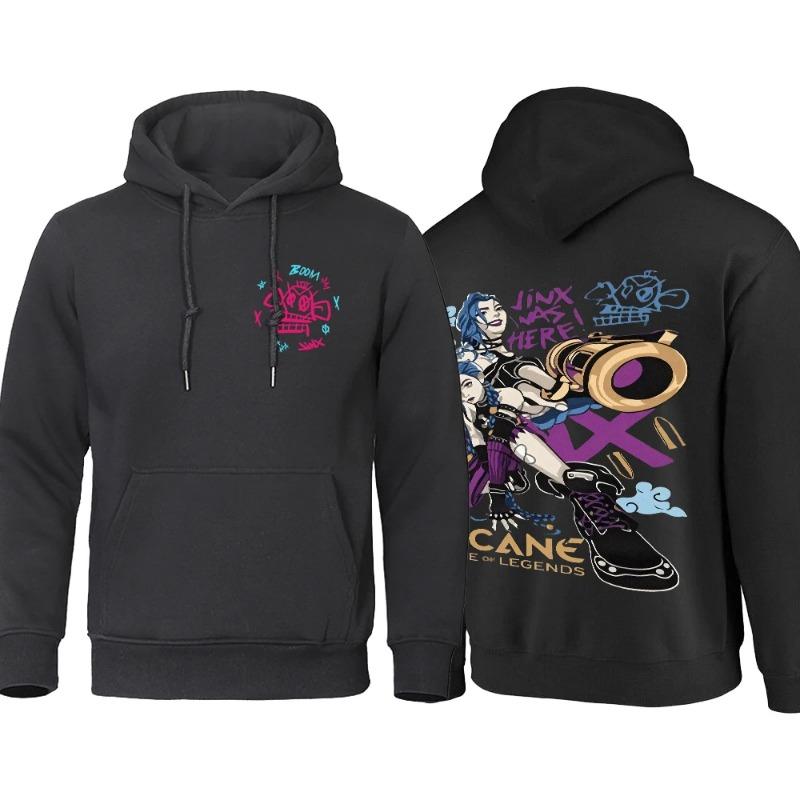 Arcane Hoodie Men Anime Jinx Hoodies Autumn High Quality Fleece Sweatshirt Street Hoody Flexible Oversize Men's Clothing Hoodies & Sweatshirts Men’s