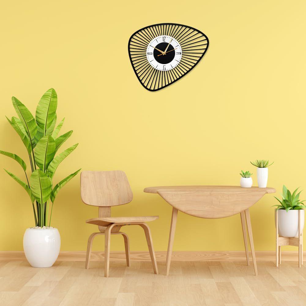 Irregular Asymmetrical Metallic Analog Wall Clock for Home, Office, Living Room, Bedroom, Kids Room & Kitchen