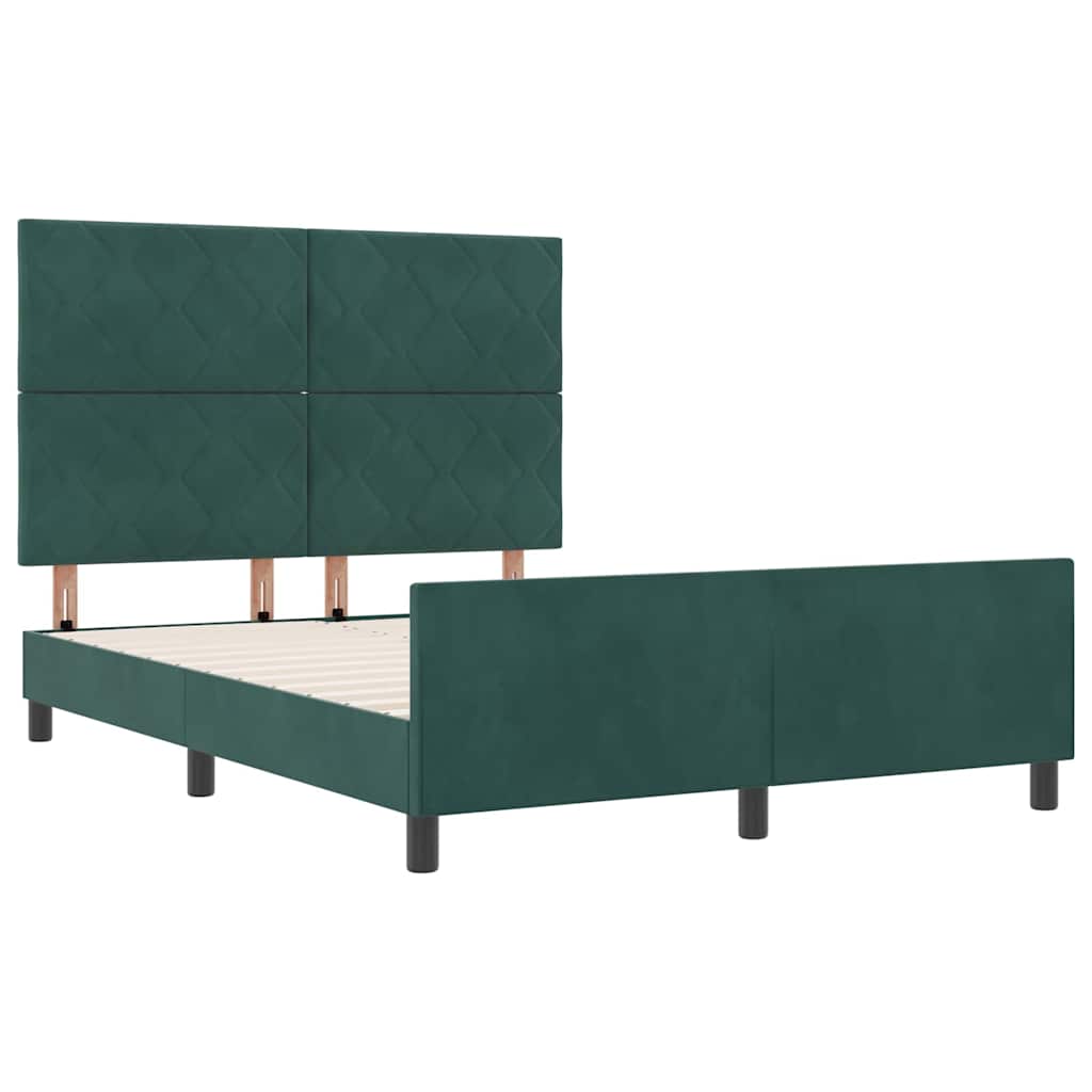 Box Spring Bed with Headboard Dark Green 140 x 190 cm Velvet