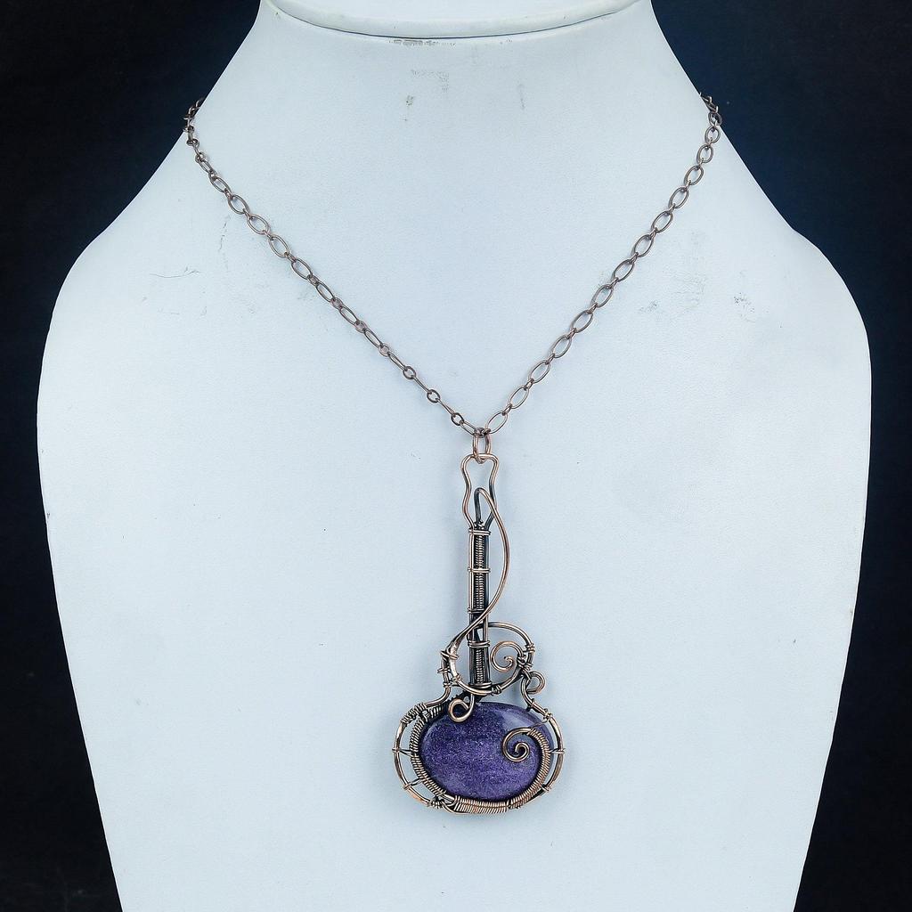 Purpurite Jewelry, 999 Copper Wire Wrapped Pendant Handmade Gemstone Jewelry, Gifts For Wife Brand New Pendant