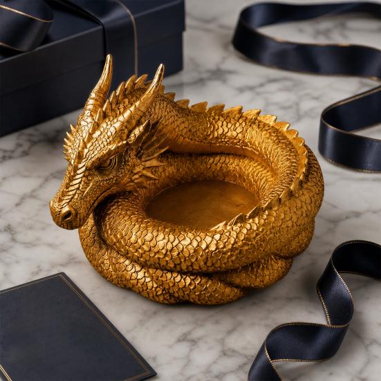 3D-gedrucktes Drachen-Aufbewahrungsfach, Dekorative Schlüsselablage mit Gothic-Fantasy-Design für Ringe, Schlüssel, Münzen, Schmuck, Schreibtisch-Organizer-Tablett für Homeoffice