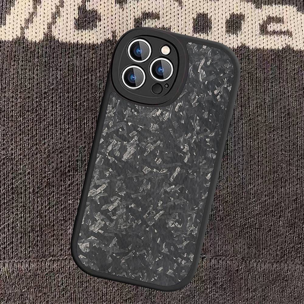 Forged Carbon Fundas Leather Phone Case For IPhone 16 16e 15 14 13 12 11 Pro Max Plus Mini Cover