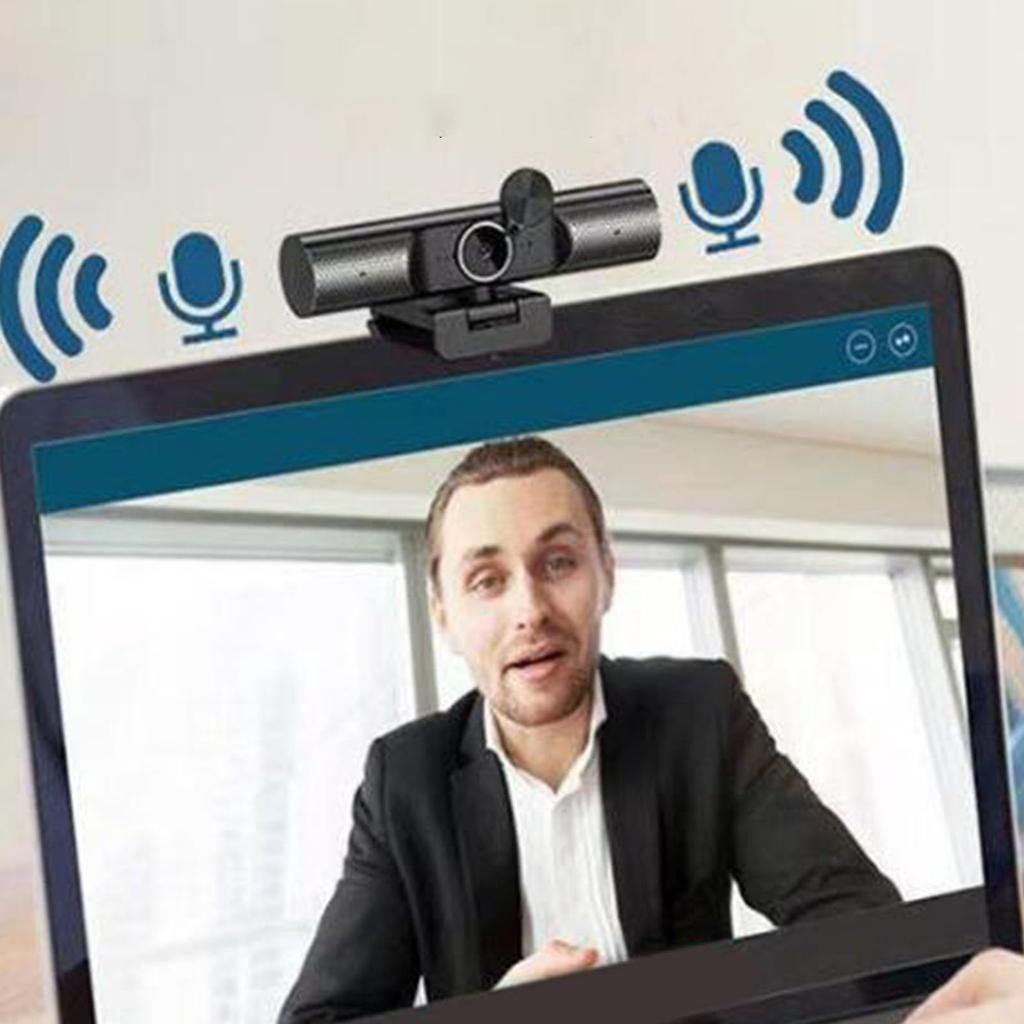2K USB Webcam with Auto HiFi Speaker, No Reduction Mic, Plug and Play PC Camera for Video Chat on Desktop Laptop