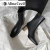 Vintage Warm Cotton Women Ankle Boots Fashion Elegant Square Toe Shoes Autumn Winter Thick Heel Women's Short Booties