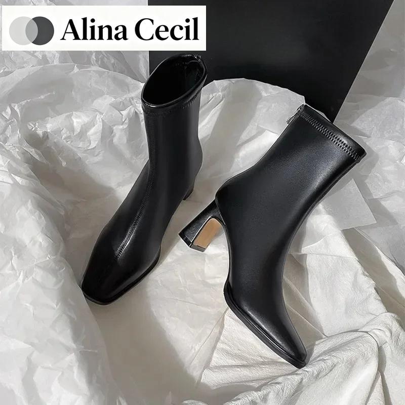 Vintage Warm Cotton Women Ankle Boots Fashion Elegant Square Toe Shoes Autumn Winter Thick Heel Women's Short Booties