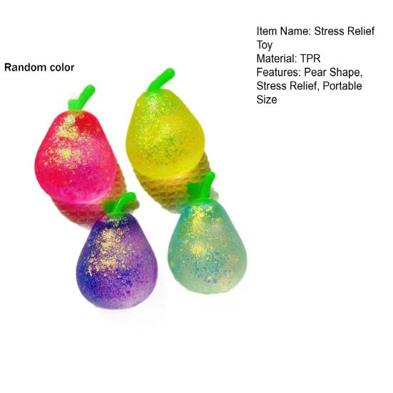 Shapeable Glitter Pear Squeeze Toy Stress Relief Transparent Pear Squeeze Toy Slow Rising Decompression Fruit Sensory Fidget