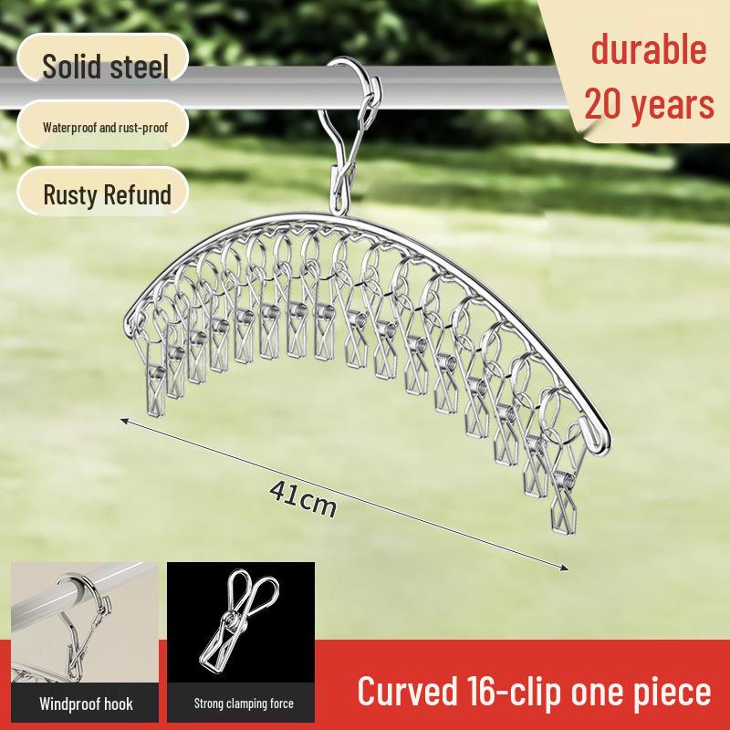 Wielofunkcyjny wieszak ze stali nierdzewnej do suszenia skarpet z klipsami - Idealny do użytku dla niemowląt, dzieci, w akademikach i na straganach ulicznych