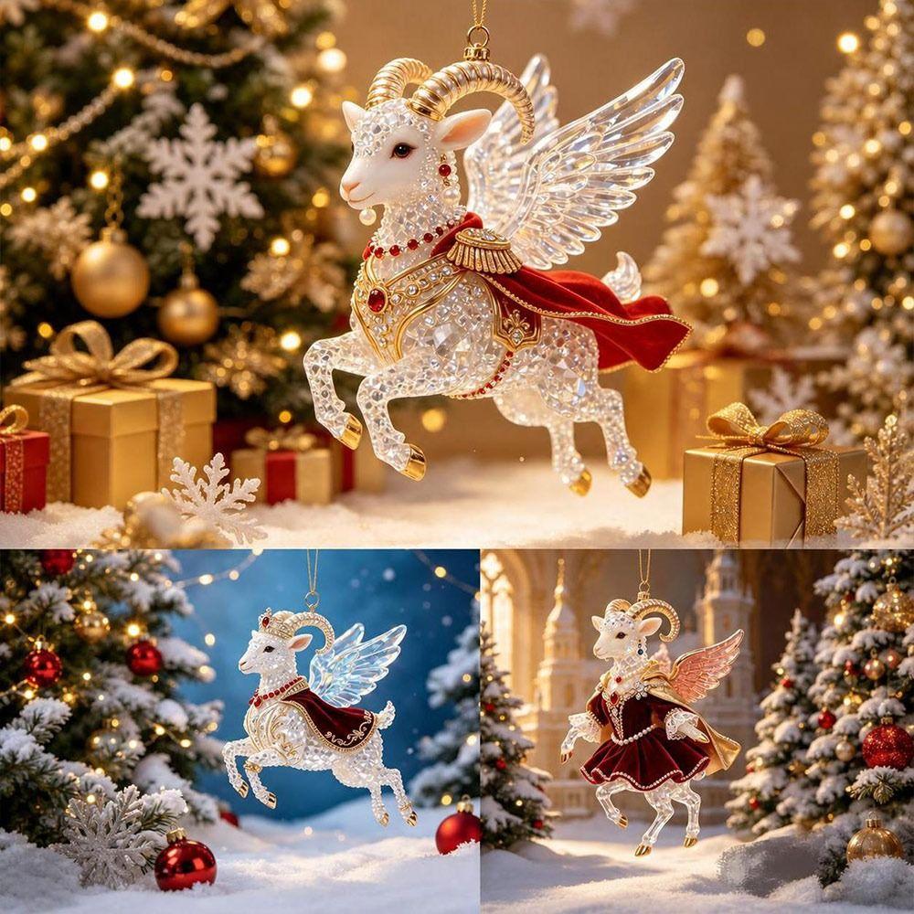 3/4/5PCS Shining Goat Hanging Ornament 2D Flat Christmas Tree Ornament  Bag Charms
