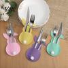 Felt Tableware Organizer 4 Pcs Easter Bunny Cutlery Holders, Pouch Bags, Cute Rabbit Utensil Plush Tail Table Settings Sleeve, Spring Fork Spoon Knife