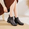 Summer hollow first layer cowhide short boots literary retro thick heel hole shoes beef tendon soft sole mother cool boots women