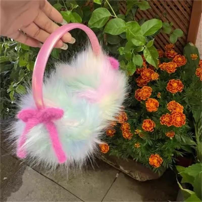 

Женские плюшевые теплые наушники Harajuku Punk Y2K Girl, готические женские утепленные наушники Lolita, накладка на ухо из лисьего меха, цветная повязка на голову, ПОДАРОК