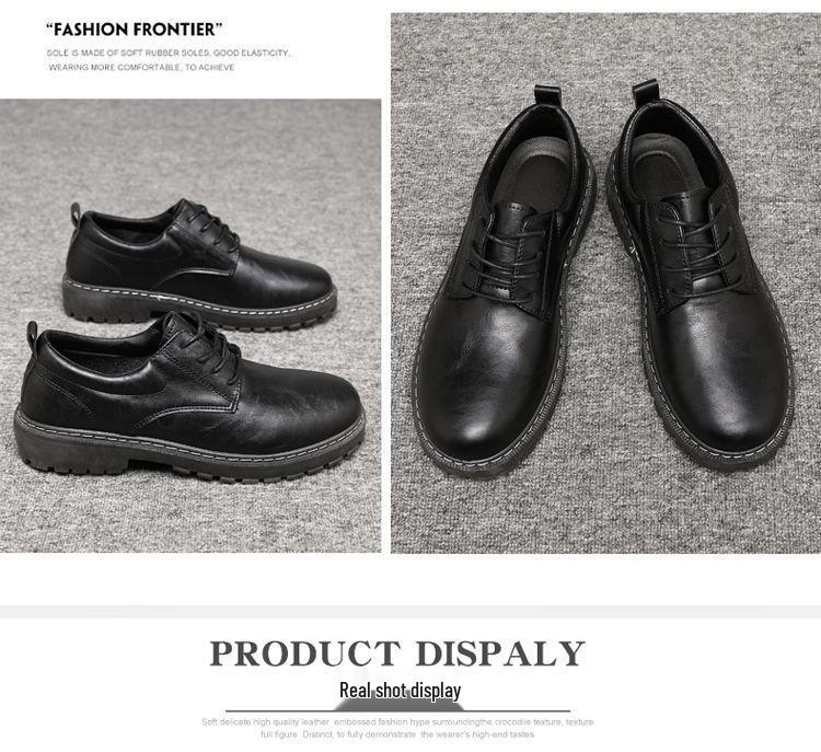 Herren Vielseitige Wasserdichte Schwarze Lederschuhe - Casual, Koch und Arbeitsstil, Koreanisches Martin-Design