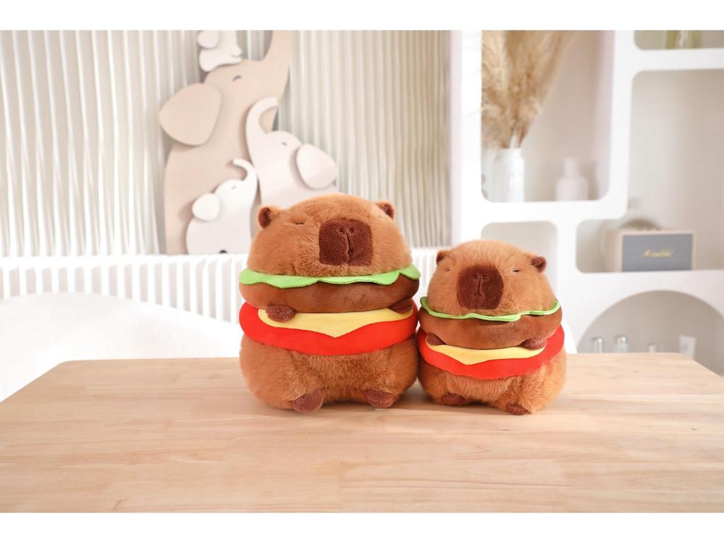 Capybara Hamburger Plush Toy Pillow - Cute Cartoon Doll Holiday Gift