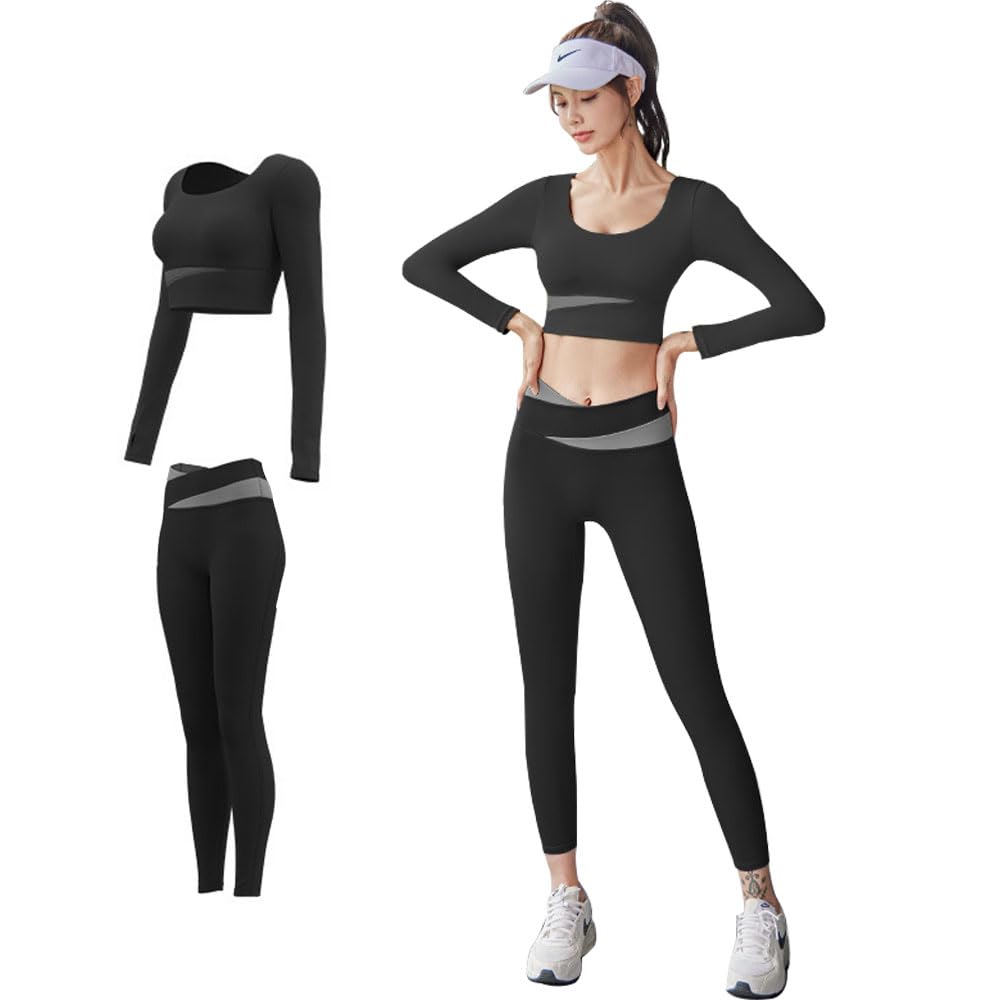 

Yodilala Одежда для йоги и тренировок с дышащим и эластичным спортивным бюстгальтером для идеальной формы и идеально подходит для и поездок на работу размера XL женская чёрный