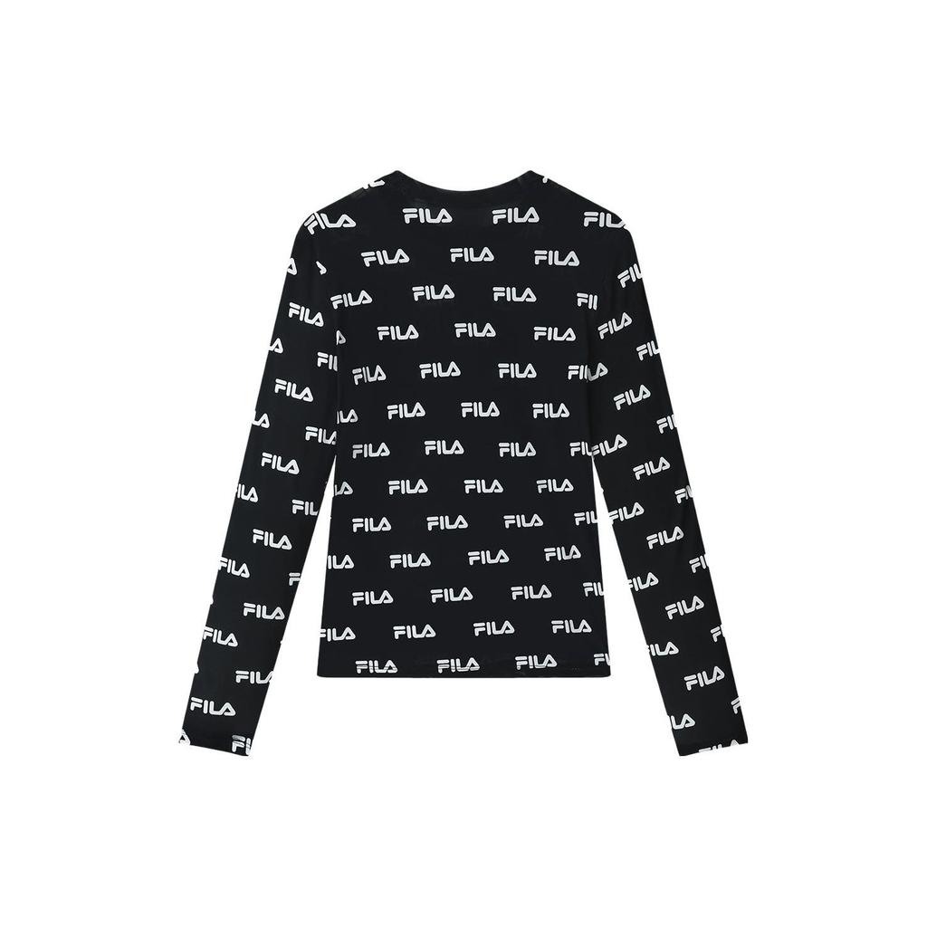 FILA All Over Print Pullover Long Sleeve T-Shirt Women tops Blue F11W329201FNV