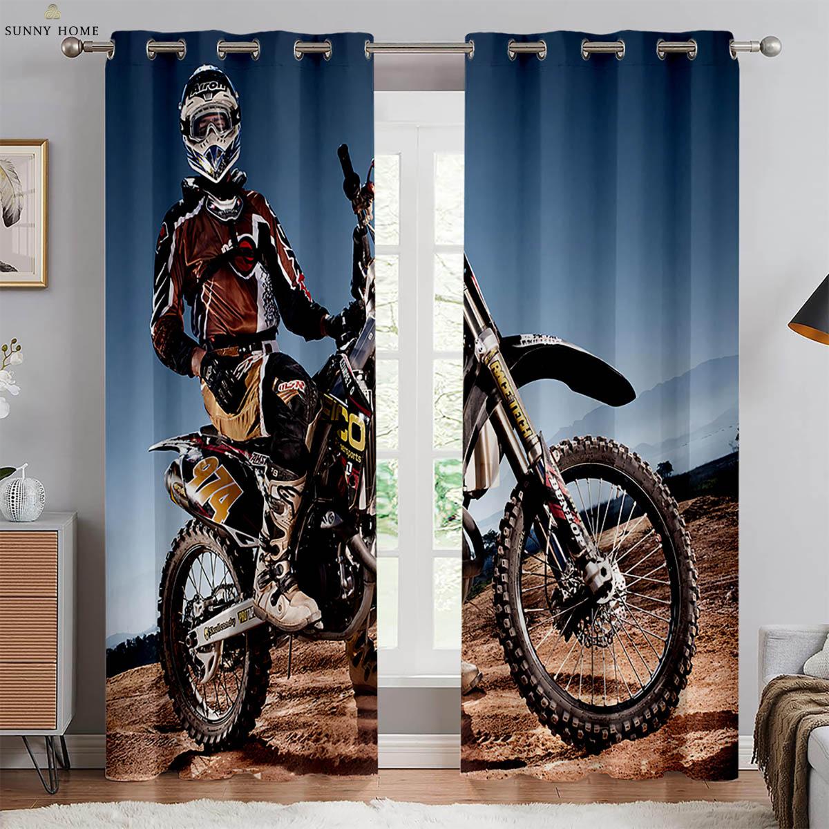 

Комплект из 2 штук крутых штор с 3D-принтом для мотоциклетных гонок, для спальни, гостиной, кухни, декоративные шторы для четырех сезонов W50xH140(CM)x2PCS&Grommet Top