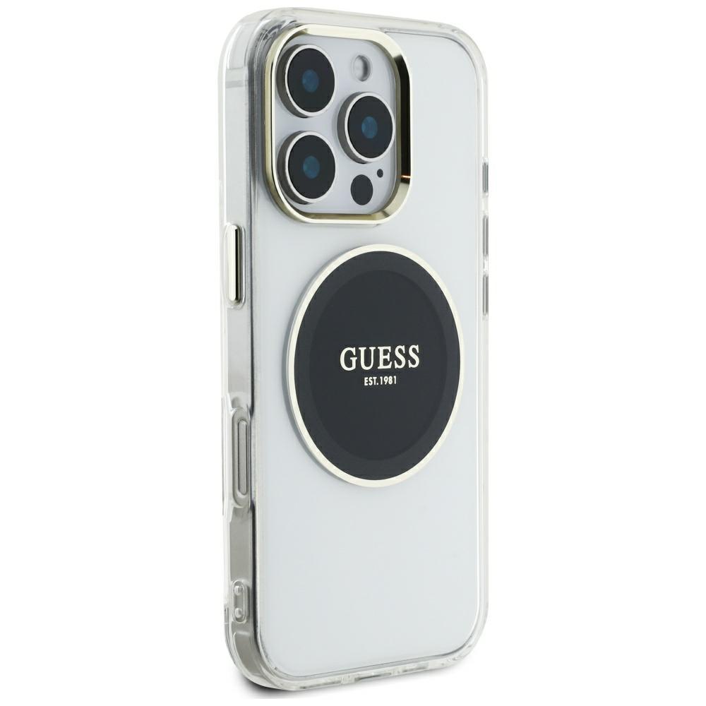 Guess IML Metal Colored Circle Classic Logo MagSafe case for iPhone 16 Pro Max black