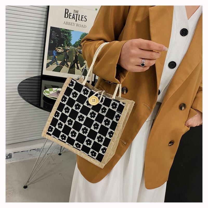 Geanta de dama Flower Tide Network Red Fashion Button Portable Simplu Bento Geanta Canvas Mica Geanta Floral