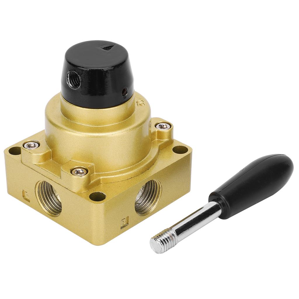 Rotary Lever Hand Valve 3 Position 4 Way Pneumatic Air Flow Control Switch Equipment HV‑04