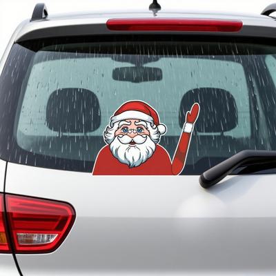 Car Rear Wiper Decal Christmas Santa Claus Elk Xmas Novelty Sticker for Car Wiper Window Decals Christmas Decoration Ornaments