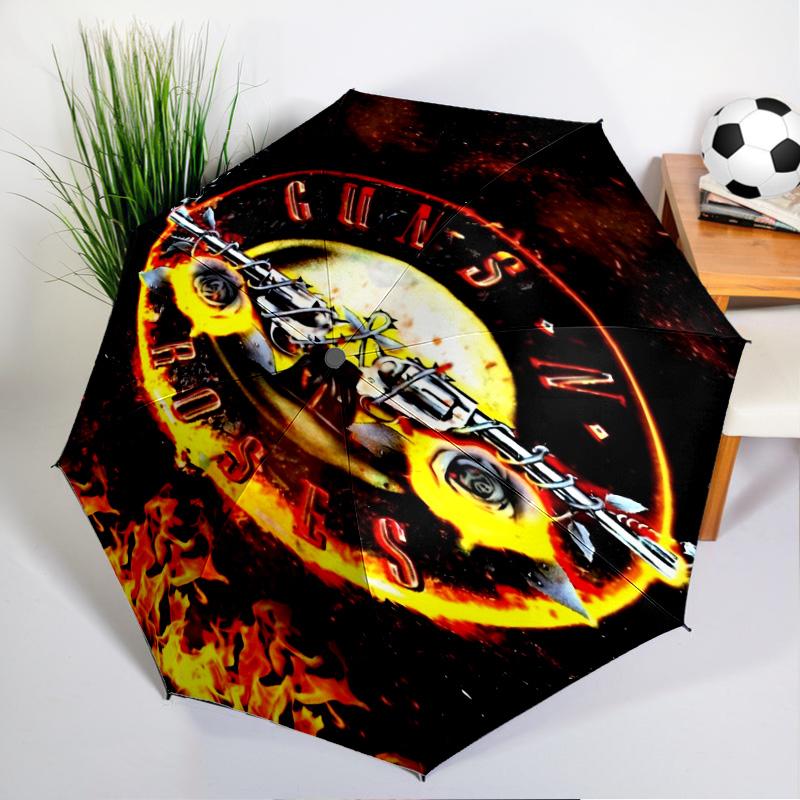 Guns Roses Fire Logo Umbrella 8-Frame for Travel, Camping, Casual Lightweight Portable Umbrella, Essential for Every Family Holidays Gift