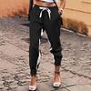 Women's Splicing Casual Tie Foot Elastic Waist String Side Pocket Pencil Pants