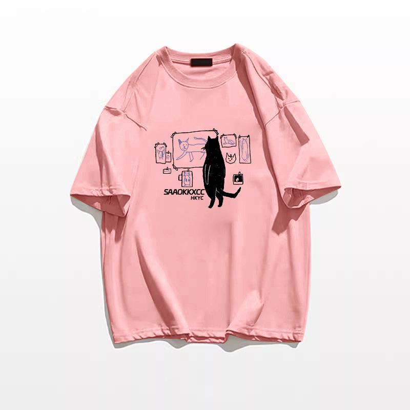 Women's Chic Hong Kong Style Cotton Short-Sleeve T-Shirt - Unique and Loose Fit Summer Top