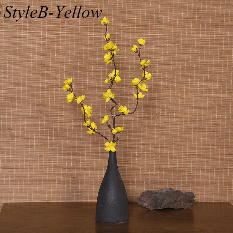 Simulation Silk Plum Artificial Flowers Plum Blossom Branch Fake Flower Plant Wedding Living Room Home Office Decoration