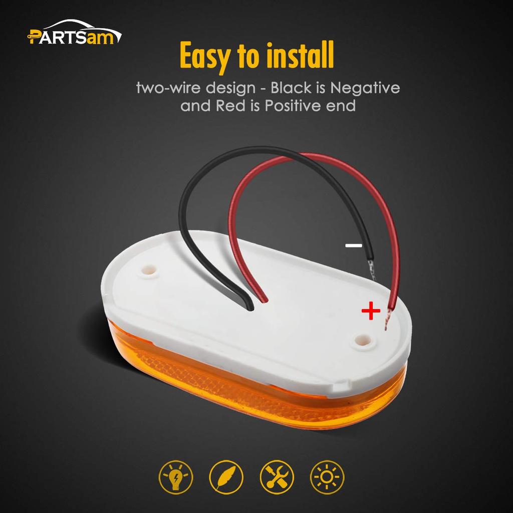 Partsam 2pcs [DOT Certified] Amber 4" LED Trailer RV Camper Side Marker Clearance Light