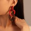 Contrast Color Leopard Print Geometric Interlocking Silver Needle Earrings, Elegant High-end Earrings for Women