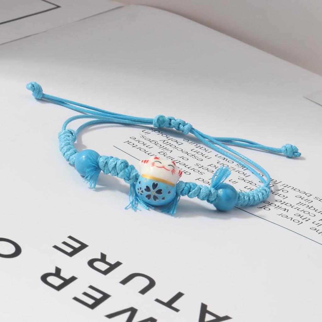 Lucky Cat Candy Color Braided Bracelet for Women