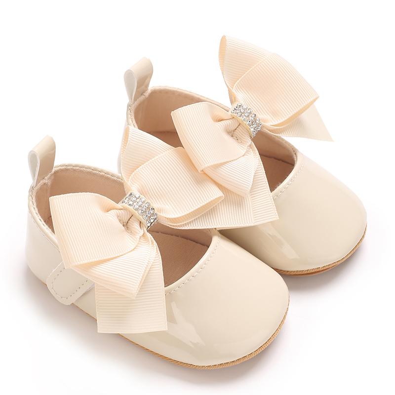 Lindos Zapatos de Bebé de Princesa Edición Primavera y Otoño Decoración de Lazo de Mariposa Suela Suave de PU Adecuado para Bebés de 0 a 1 Año