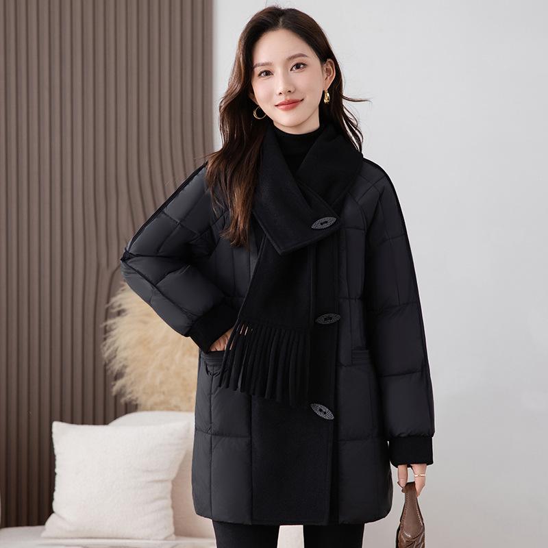 Middle-aged Mother Winter Clothing Splicing Down Cotton Clothing New Middle-aged and Elderly Cotton Clothing Warm Jacket