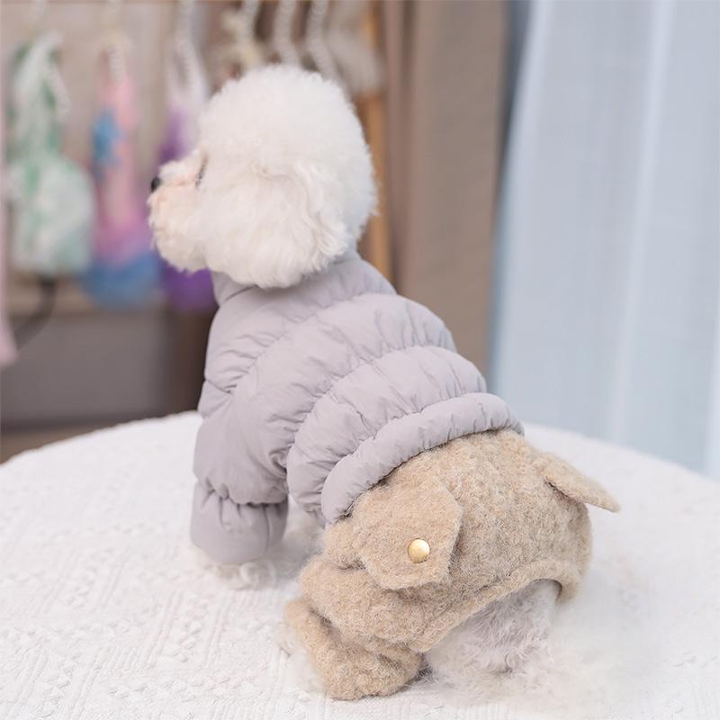 New Winter Pet Clothes Outdoor Four-legged Sweater Dogs Thermal Cotton Coat with Hood Suit for Teddy Bichon Frise
