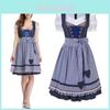 Elegante Vestido Dirndl Trachten Tradicional de Oktoberfest para Mulheres com Padrão Floral e Avental