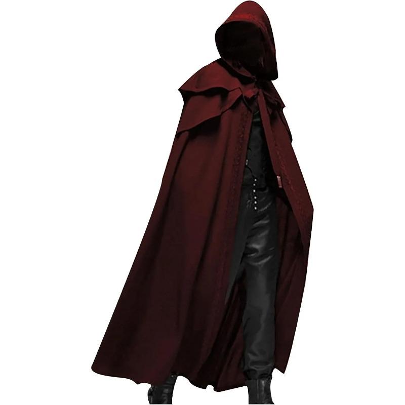 Mens Unisex Medieval Cape Cloak With Hood Renaissance Costuems Halloween Cosplay Knight Tunic Gothic Witch Party Cape
