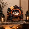 Study Room Wood Signs Halloween Ghost Family Wooden Plaque, Pumpkin Couple Tabletop Sign, Bedroom Festive Ornaments Farmhouse Home Ornament for Tiered