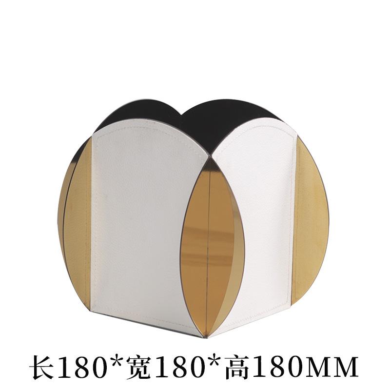 Luxury Geometric Stainless Steel Vase, Leather Art Metal Flower Vase, Living Room Desktop Flower Arrangement, Home Decoration