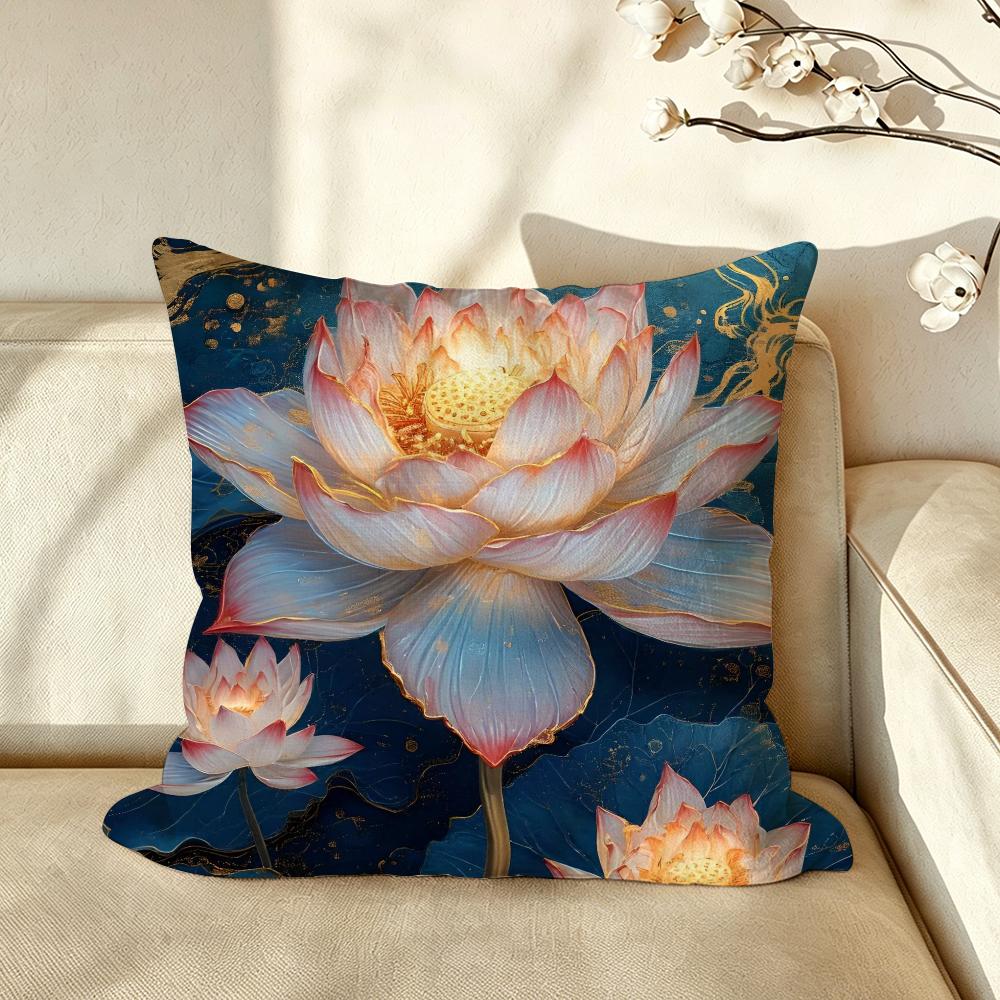 Art ffashion LLotus Cushion Cover Pillow Case Antidustmite Pillowcase Silky Short Plush Sofa Cushion Cover hot