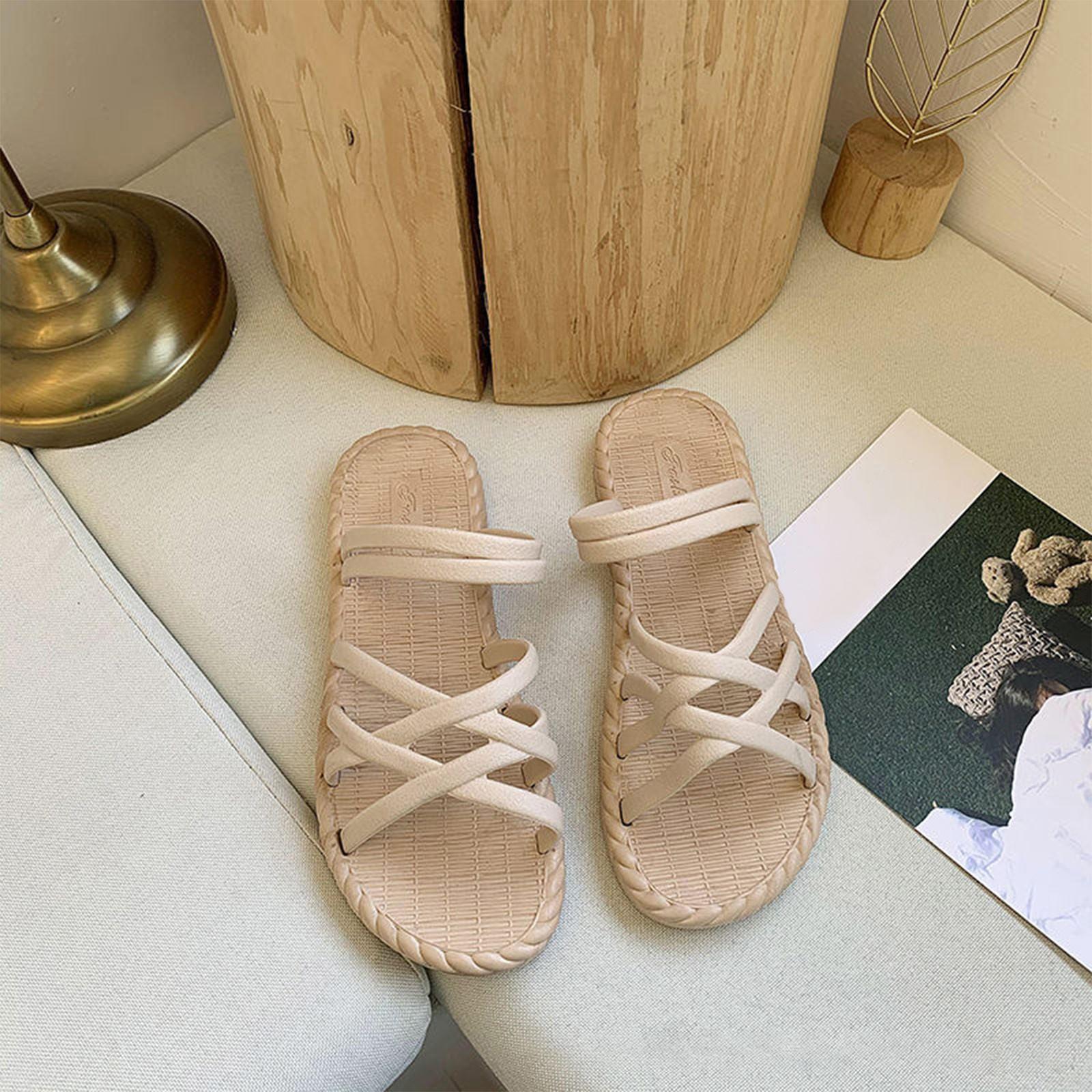 Women s Summer  Strappy Sandals Slippers 40 бежевый