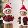 Christmas Atmosphere Cartoon Christmas Bear Pendant Cute Handmade Animals with Hat Xma Tree Decor Family Room Decoration