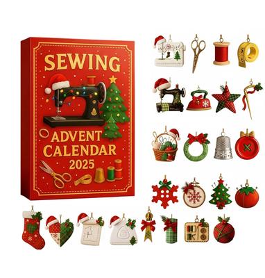 2025 Christmas Calendar Advent 24 Days Christmas Advent Countdown Calendar Sewing Handcrafted Gift Box for Sewing Enthusiasts