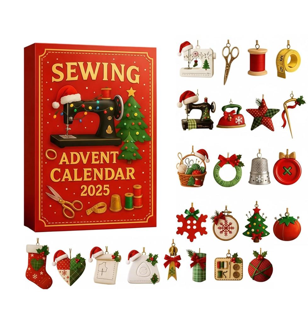 2025 Weihnachtskalender Advent 24 Tage Weihnachts-Advents-Countdown-Kalender Nähen Handgefertigt Geschenkbox für Nähbegeisterte